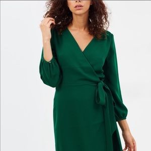 JCrew Green Wrap Dress